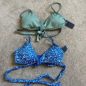 NWT set of Green and Blue Bikini Tops